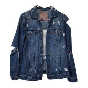 BBJ Los Angeles Distressed Destroyed Jeans Jacket Size Small Boom Boom Jeans